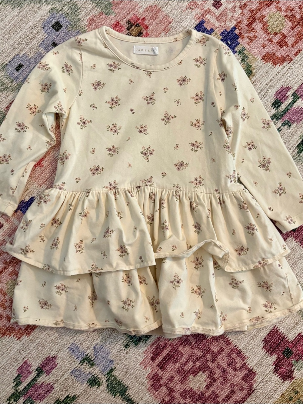 Jamie Kay Cream Floral Tiered Long Sleeve Dress